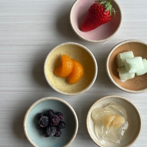 handmade Japanese ceramic round mini condiment dishes in 10 colors