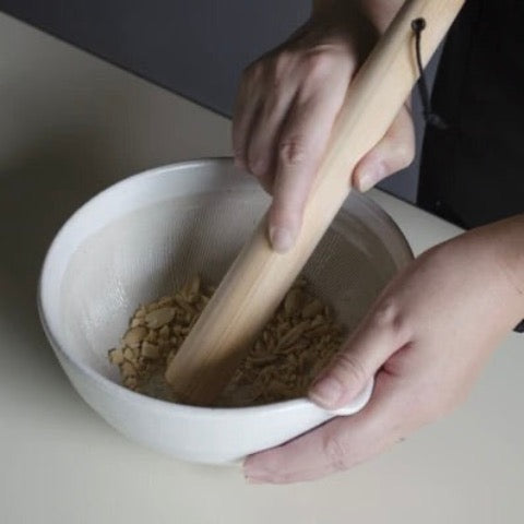 Japanese hinoki cypress wood pestles with black leather hanging loop in 5 sizes
