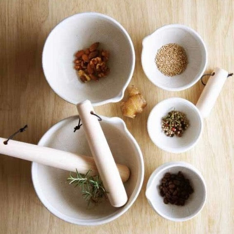 Japanese hinoki cypress wood pestles with black leather hanging loop in 5 sizes