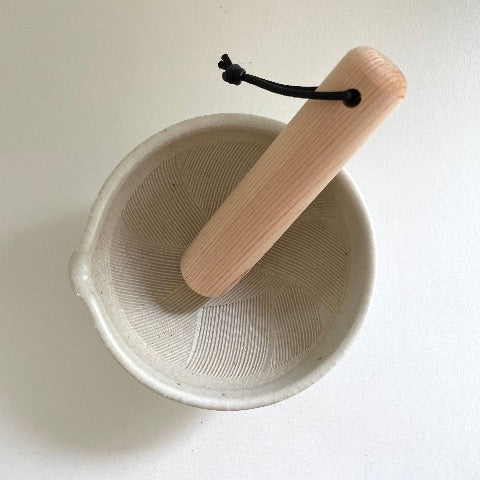 neutral white cream nestling Japanese mortars with lip