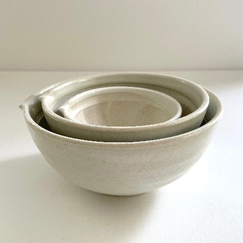 neutral white cream nestling Japanese mortars with lip