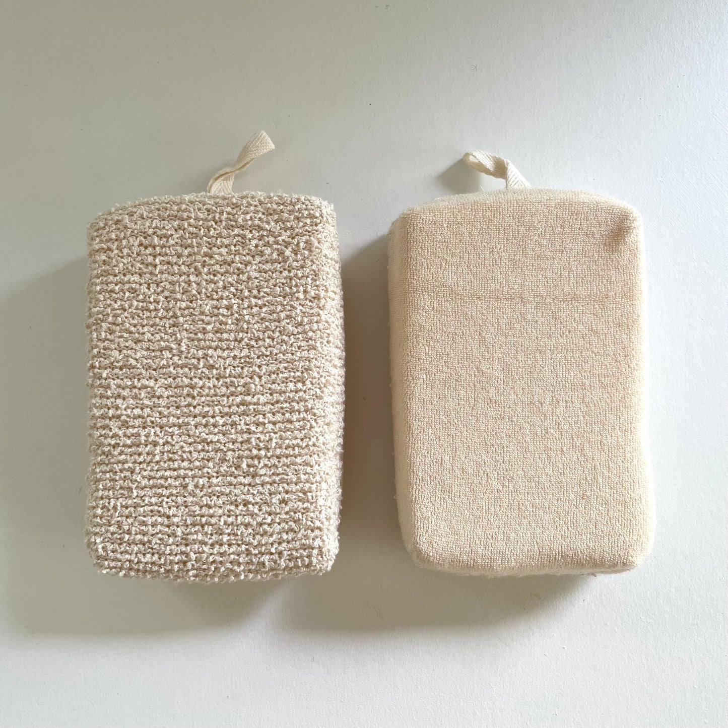 rectangular sisal and cotton terry scrub bath sponge
