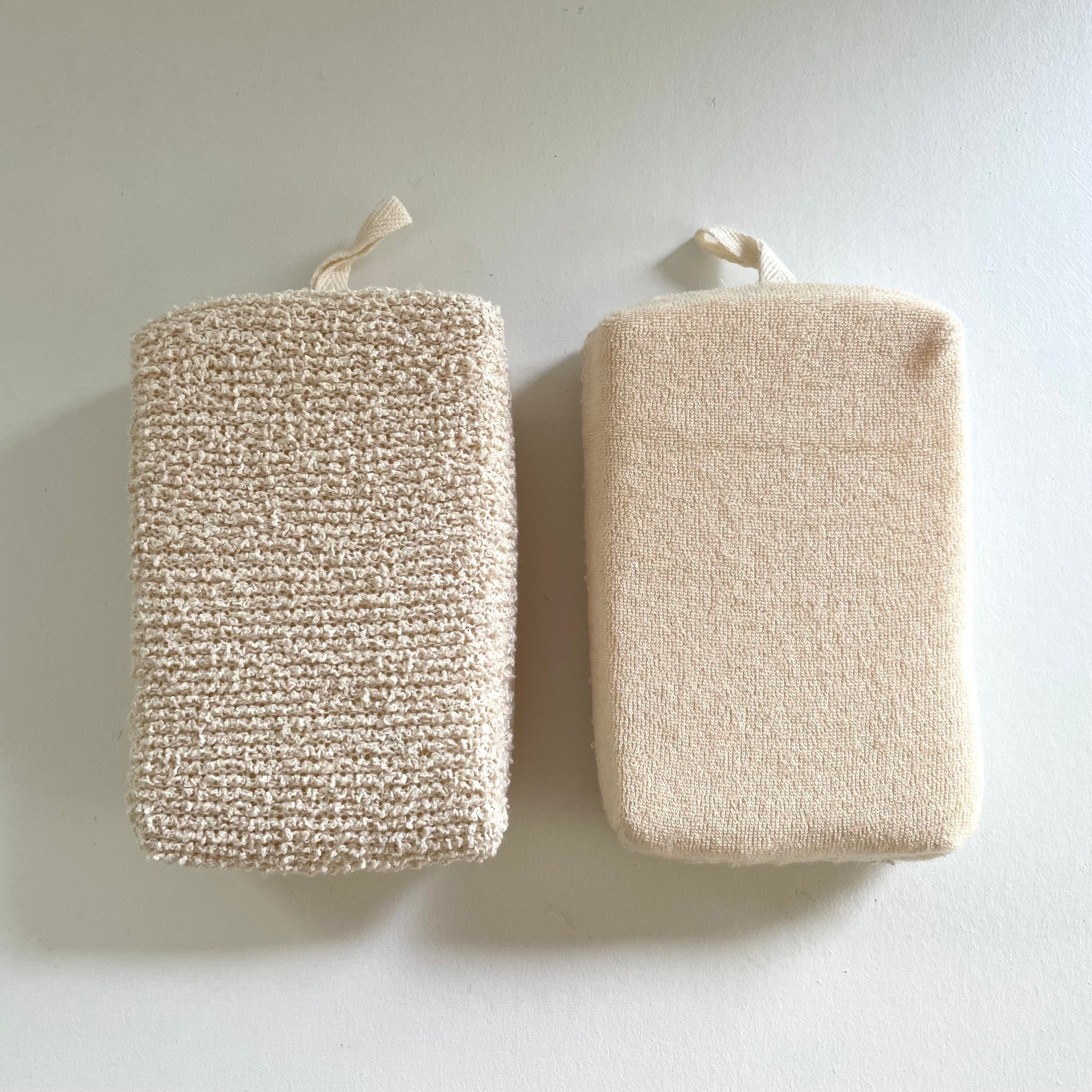 rectangular sisal and cotton terry scrub bath sponge