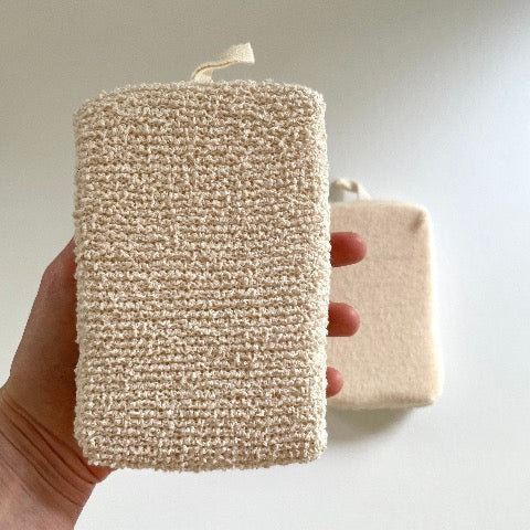 rectangular sisal and cotton terry scrub bath sponge