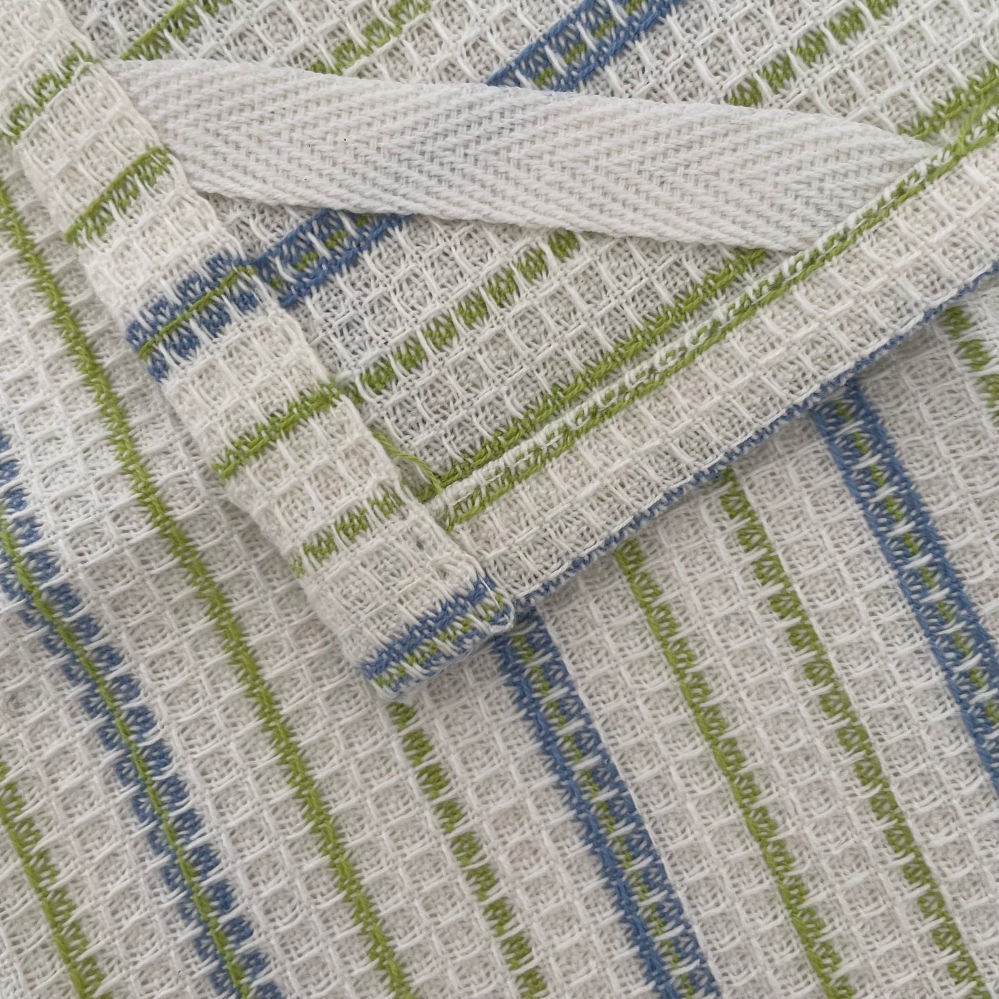 set of 2 100% cotton 12 inch square blue floral and stripe dishcloths handmade in India
