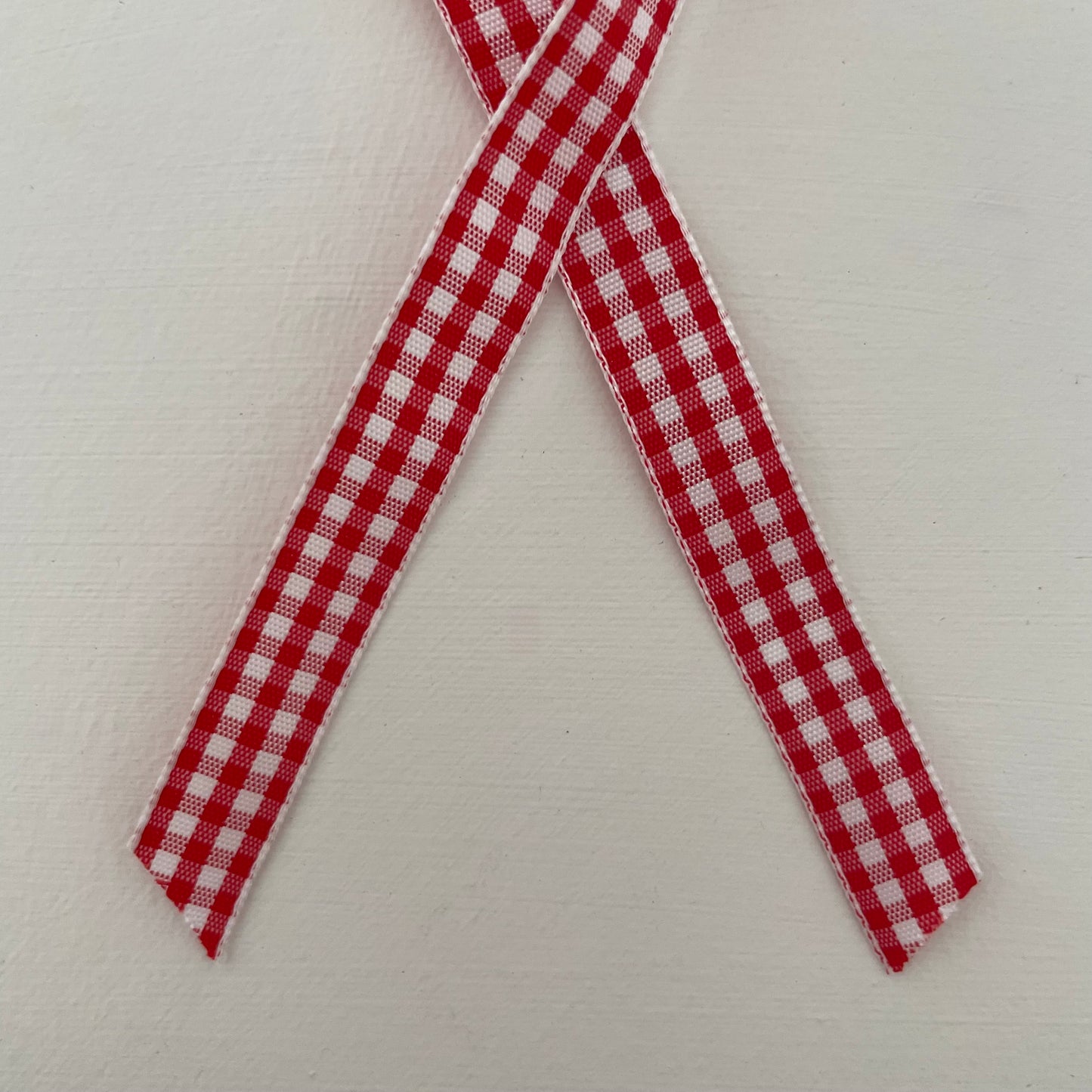 red and white check gingham taffeta ribbon handmade in Japan