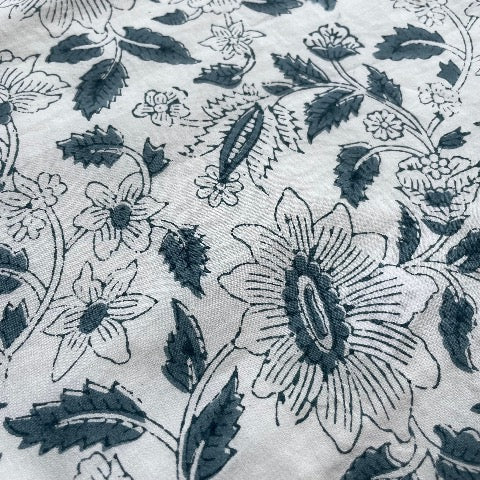 blue floral 100 percent cotton 18x18 square pillow cover with tassels