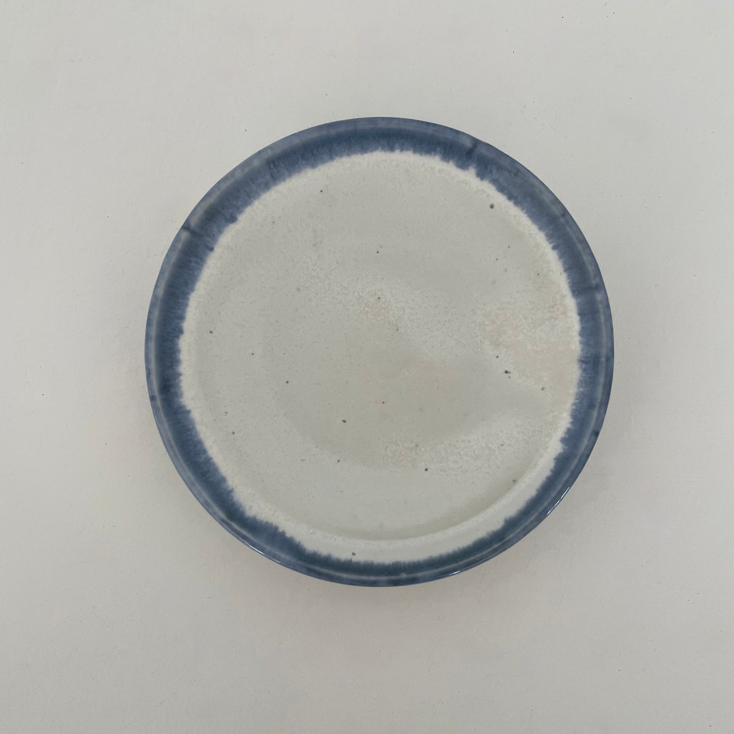 cream with blue rim handmade ceramic mini plate made in Japan