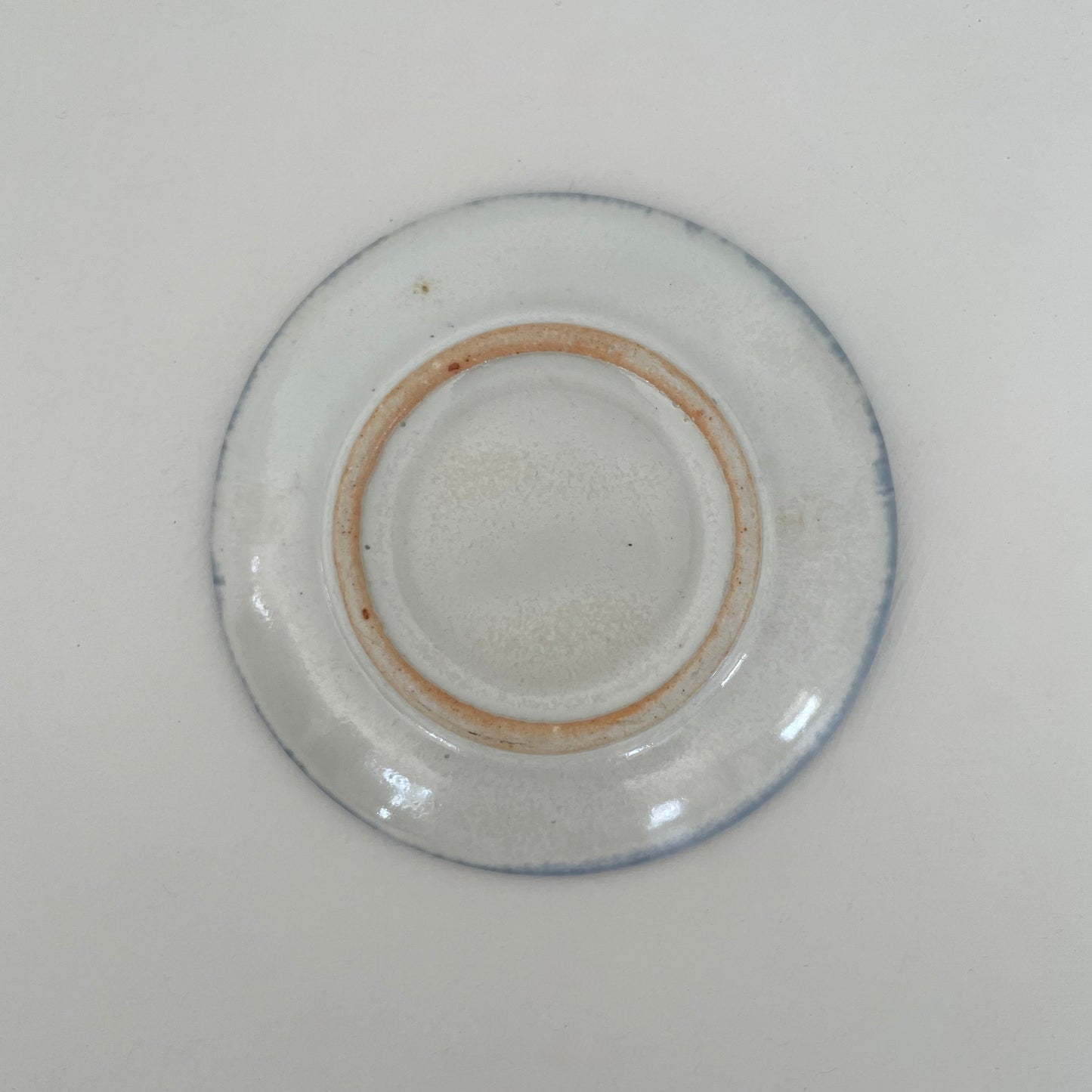 cream with blue rim handmade ceramic mini plate made in Japan