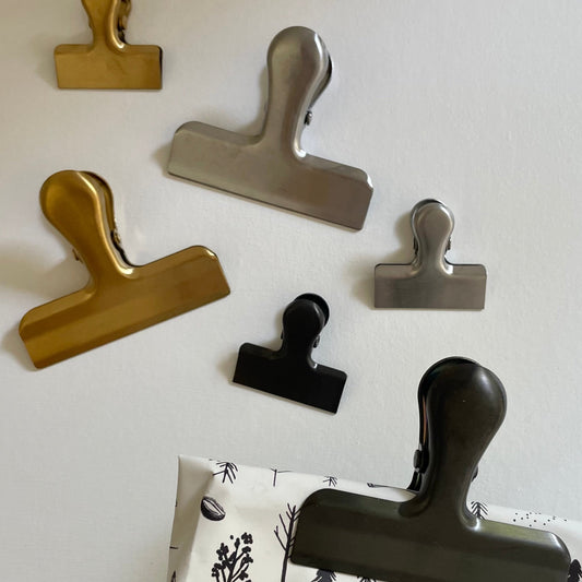 black silver and gold metallic metal kitchen chip bag clip office clip