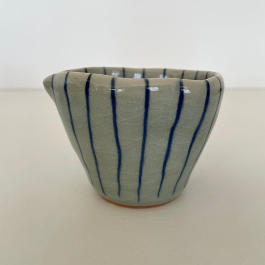 blue stripe julienne handmade Japanese pitcher