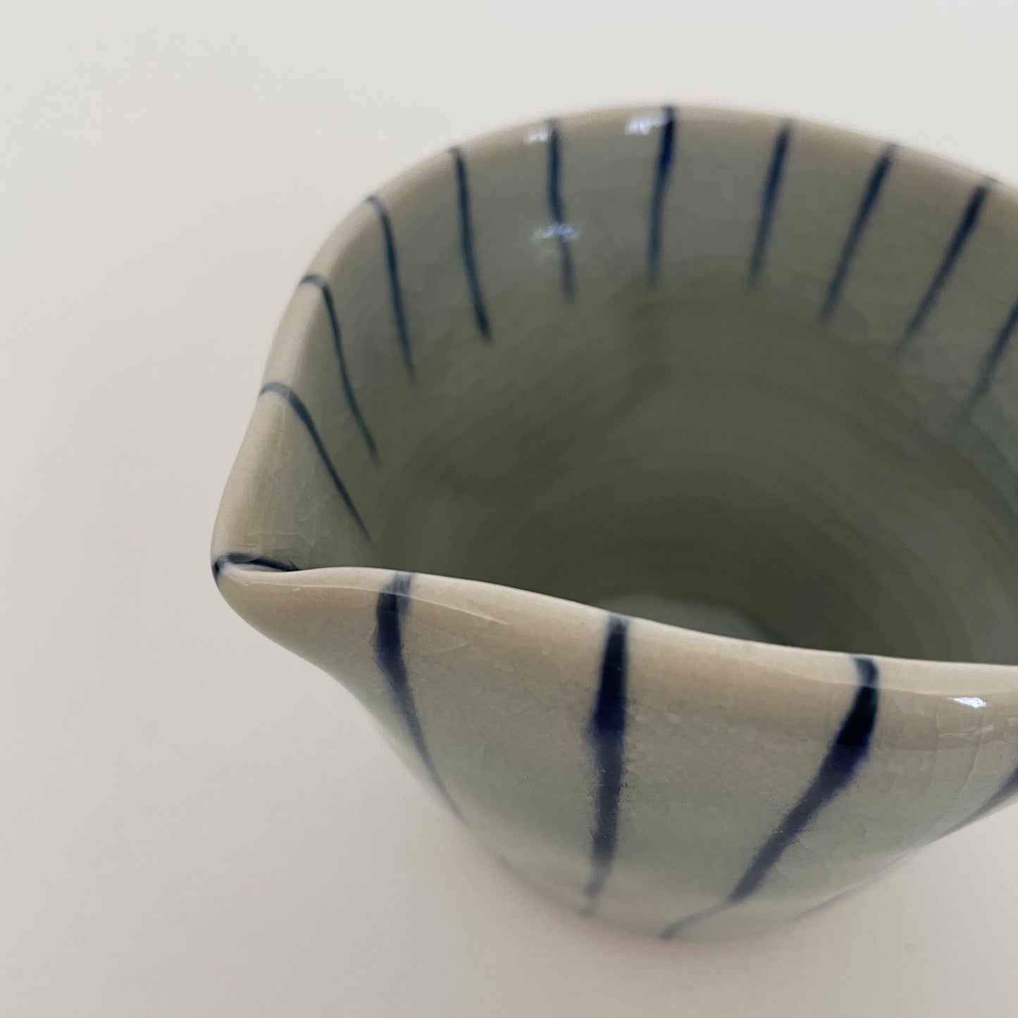 blue stripe julienne handmade Japanese pitcher