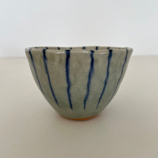 blue stripe julienne handmade Japanese cup