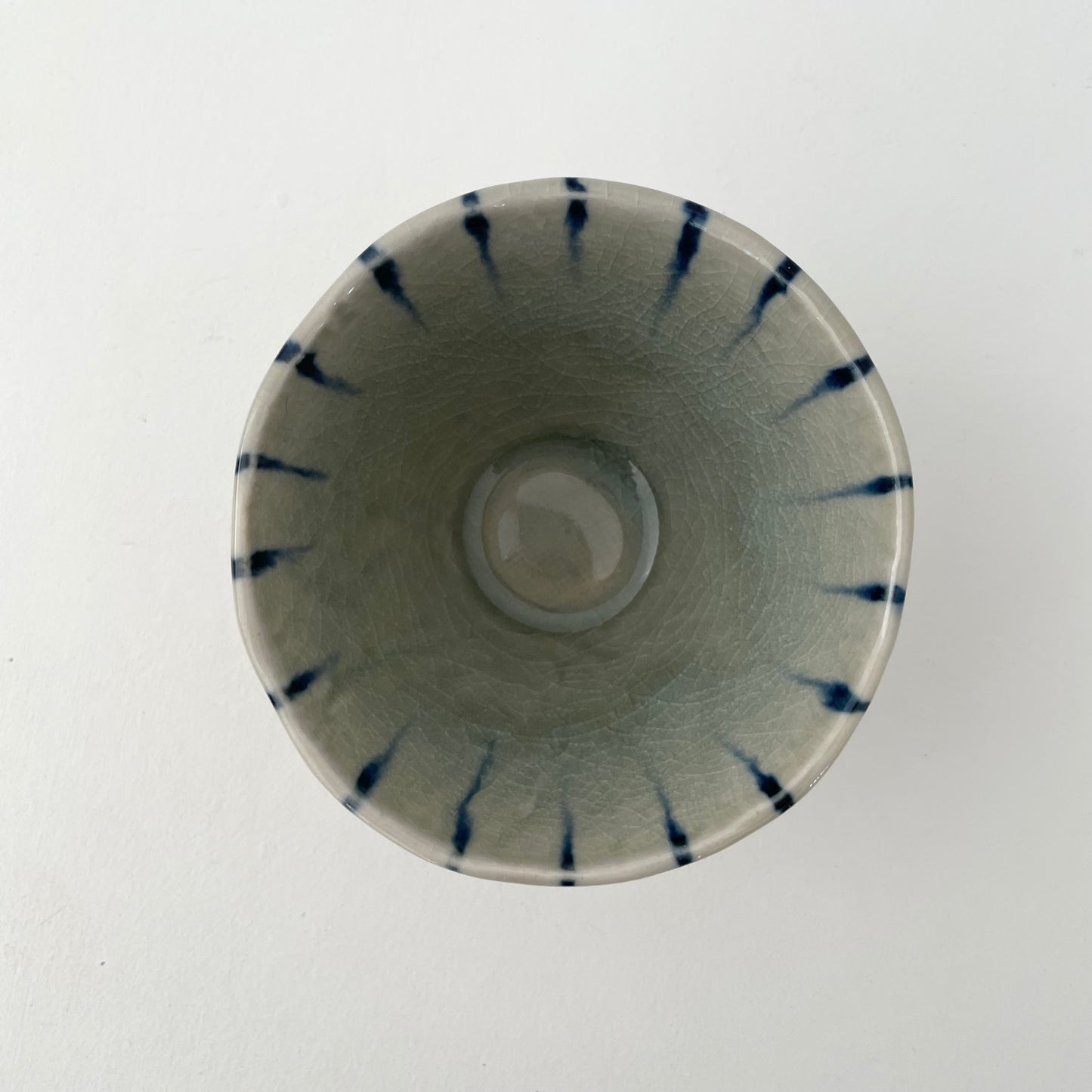 blue stripe julienne handmade Japanese cup