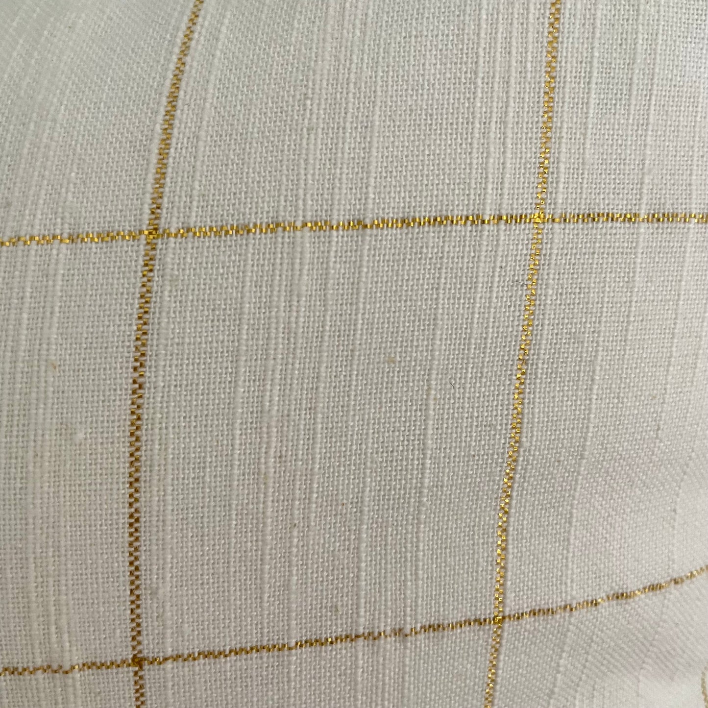 cream square pillow cover with gold thread grid pattern for Christmas decor