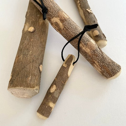 natural prickly ash wood Japanese twig pestles in 4 sizes with leather hanging loop