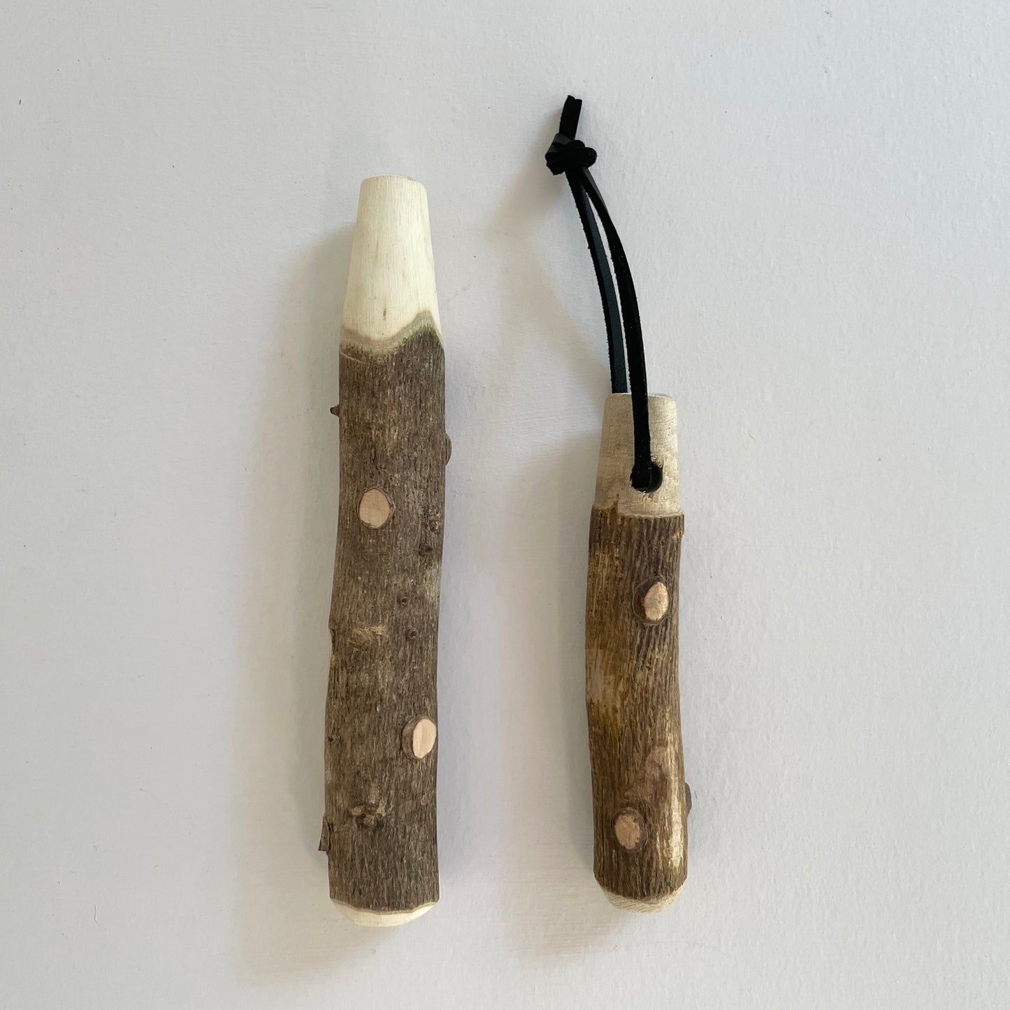 Japanese sancho wood twig pestle with leather loop