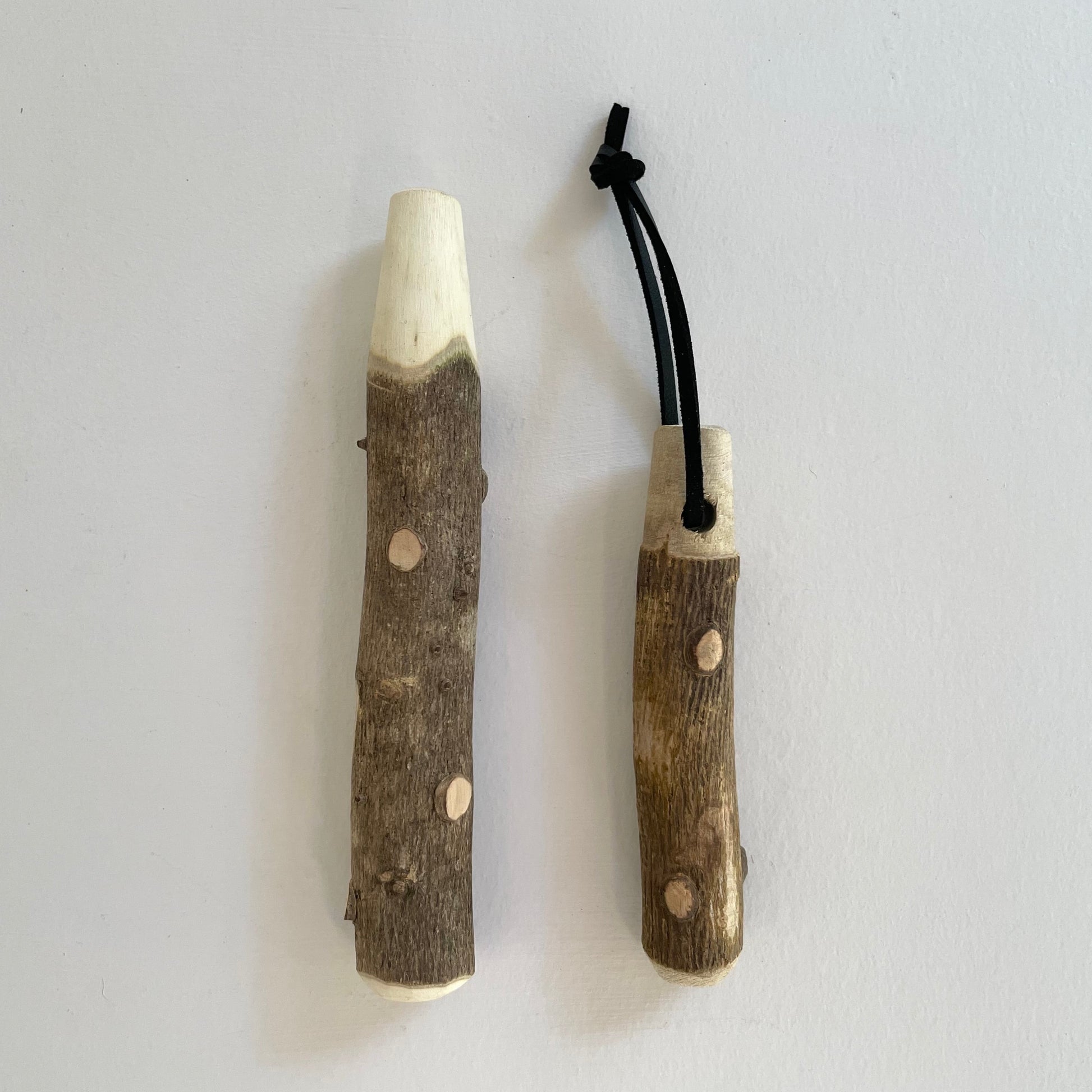 Japanese sancho wood twig pestle with leather loop