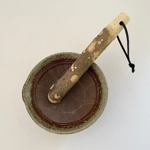 natural prickly ash wood Japanese twig pestles in 4 sizes with leather hanging loop