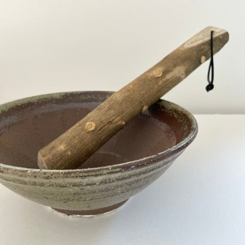 natural prickly ash wood Japanese twig pestles in 4 sizes with leather hanging loop