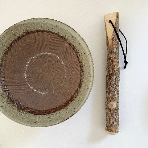 natural prickly ash wood Japanese twig pestles in 4 sizes with leather hanging loop