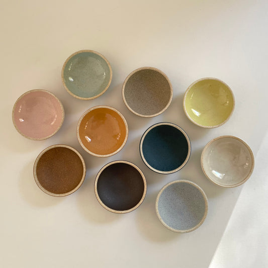 handmade Japanese ceramic round mini condiment dishes in 10 colors