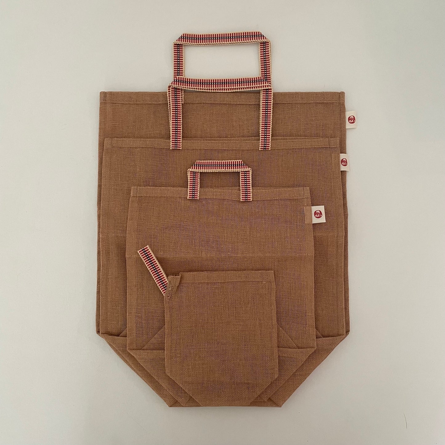 100% cotton net produce bags with handle - extra-large