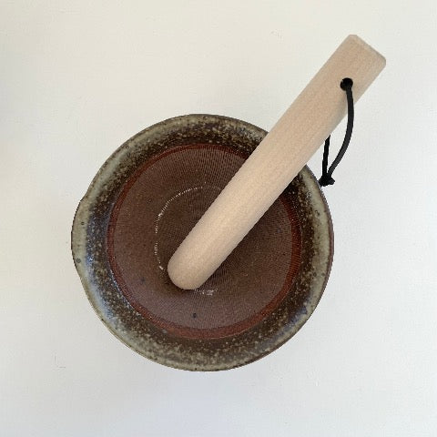 Japanese hinoki cypress wood pestles with black leather hanging loop in 5 sizes