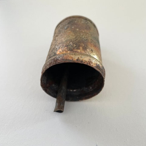 3 1/2 inch flat top tin bell with brass finish and metal striker