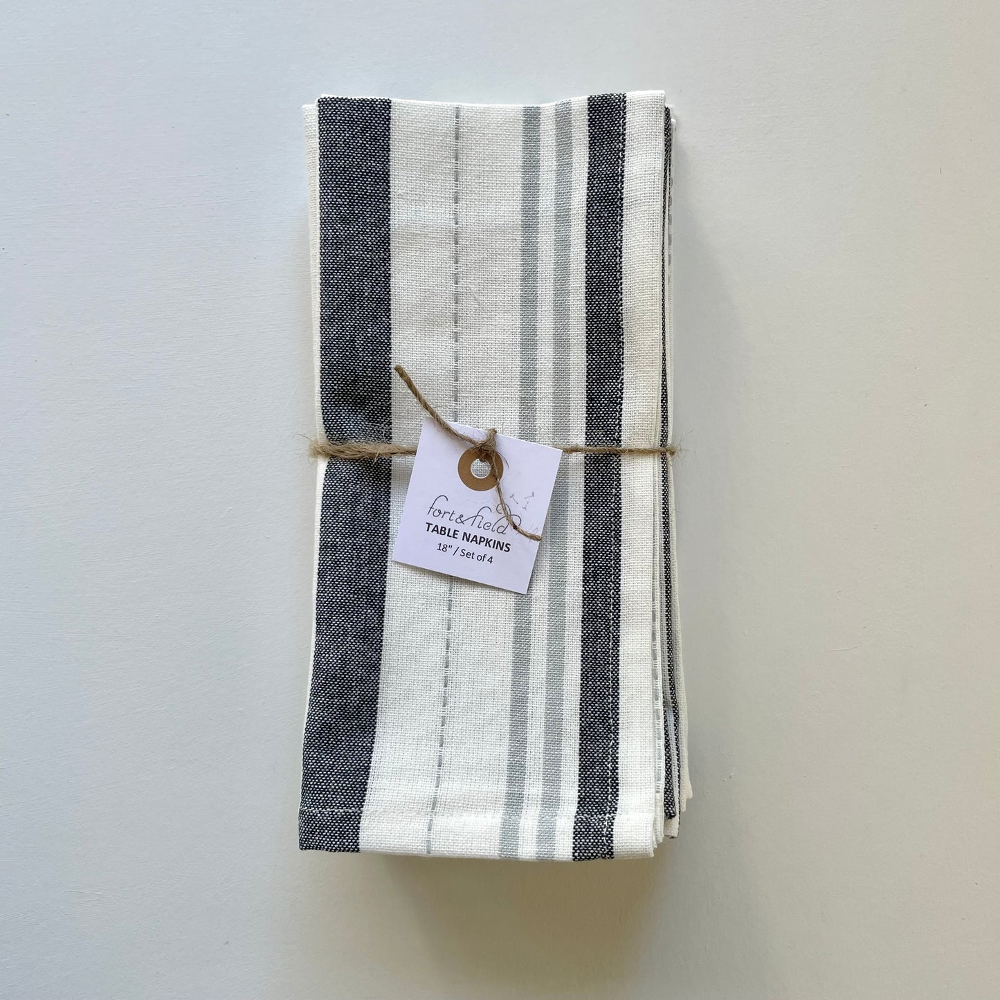 grey and white striped 18 inch square 100 percent cotton napkin set