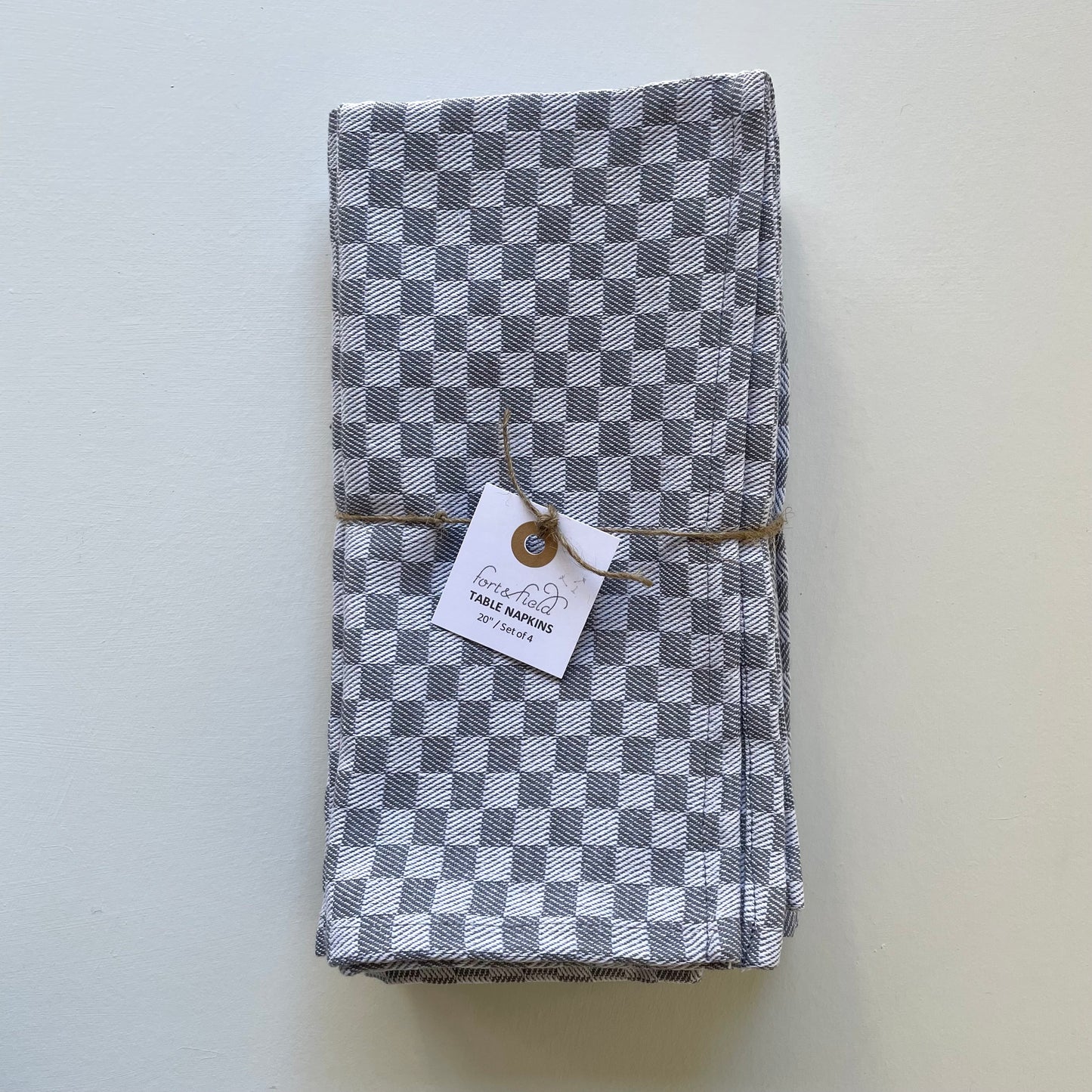 20 inch square handwoven check 100% cotton napkins - set of 4