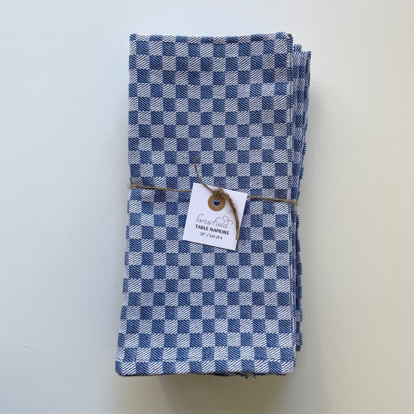 20 inch square handwoven check 100% cotton napkins - set of 4