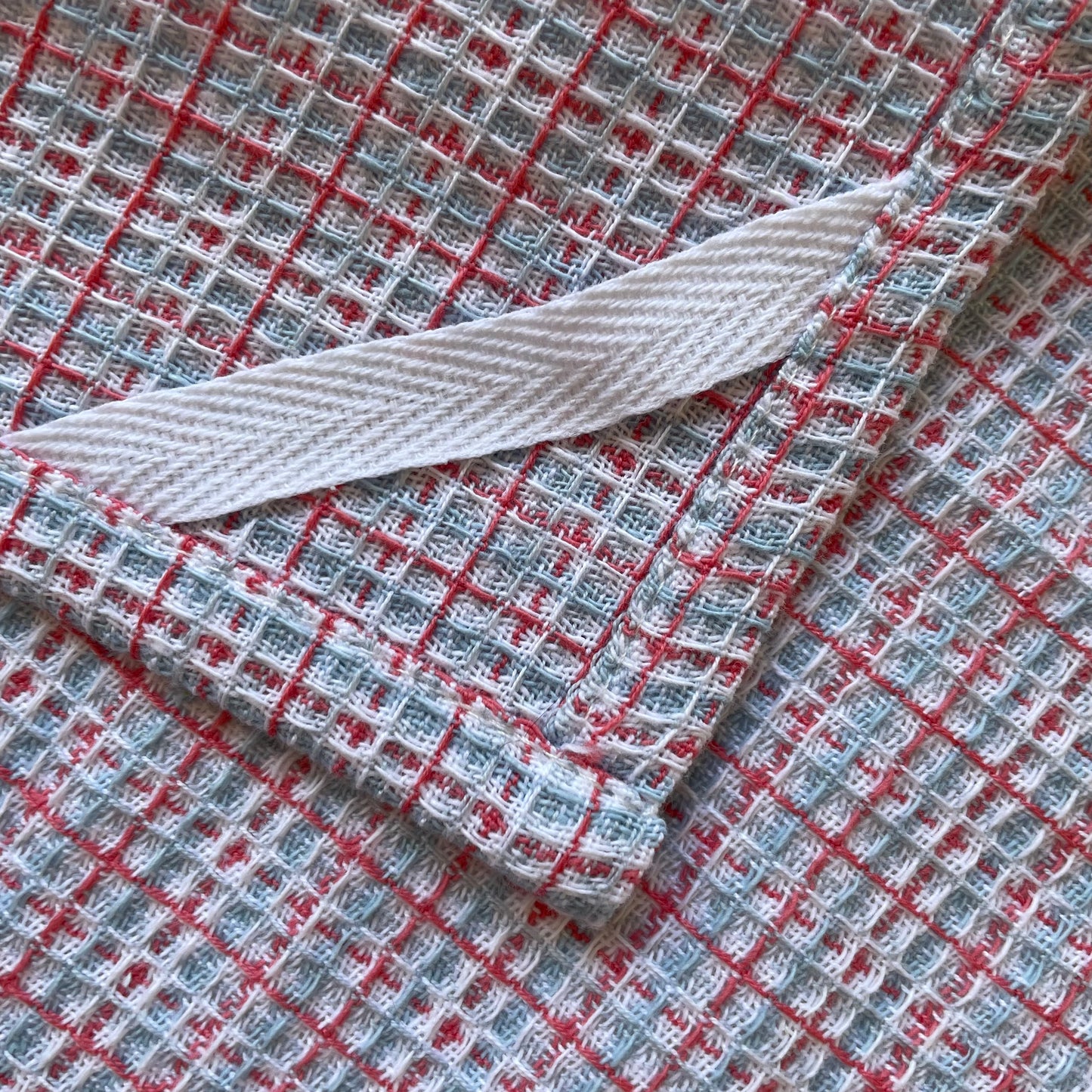 100 percent cotton red green and blue check and botanical print set of 2 kitchen dishcloths