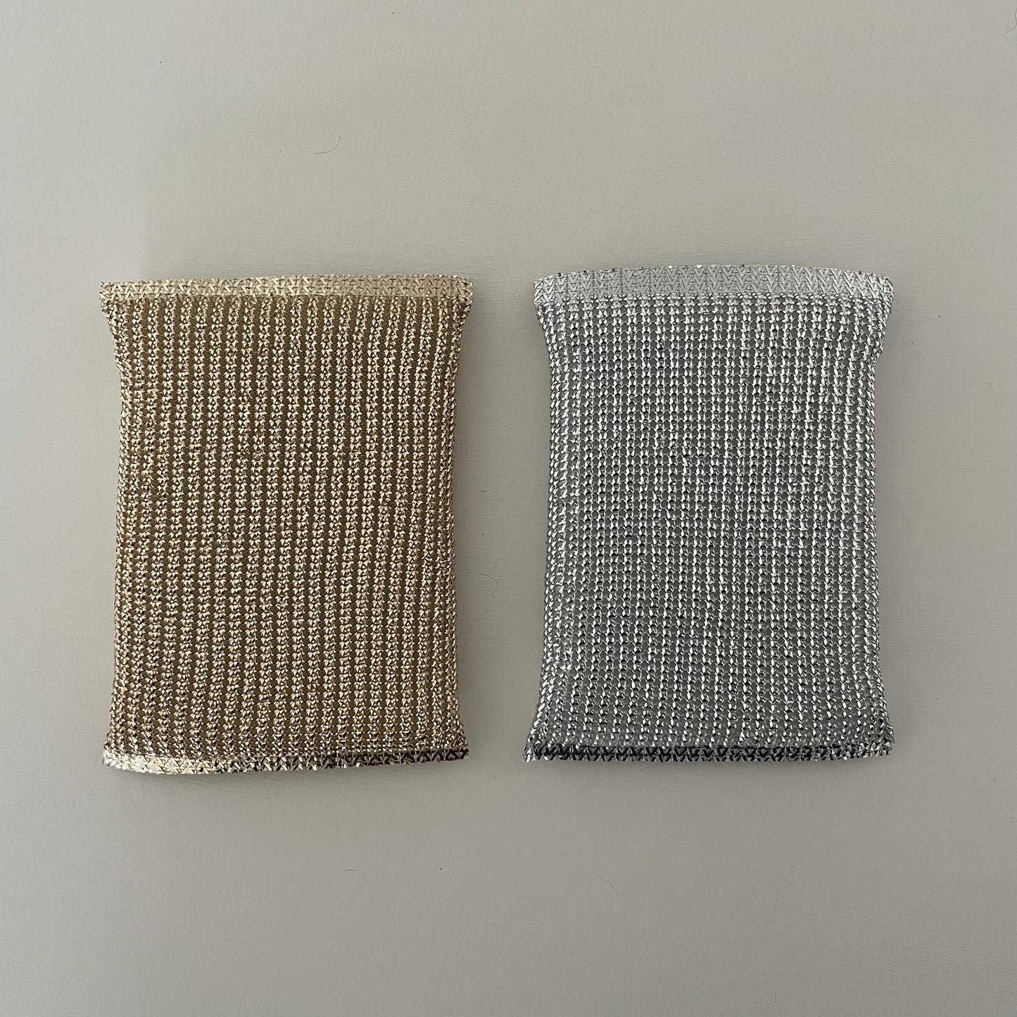 metallic silver and gold shimmer rectangle lurex kitchen sponge