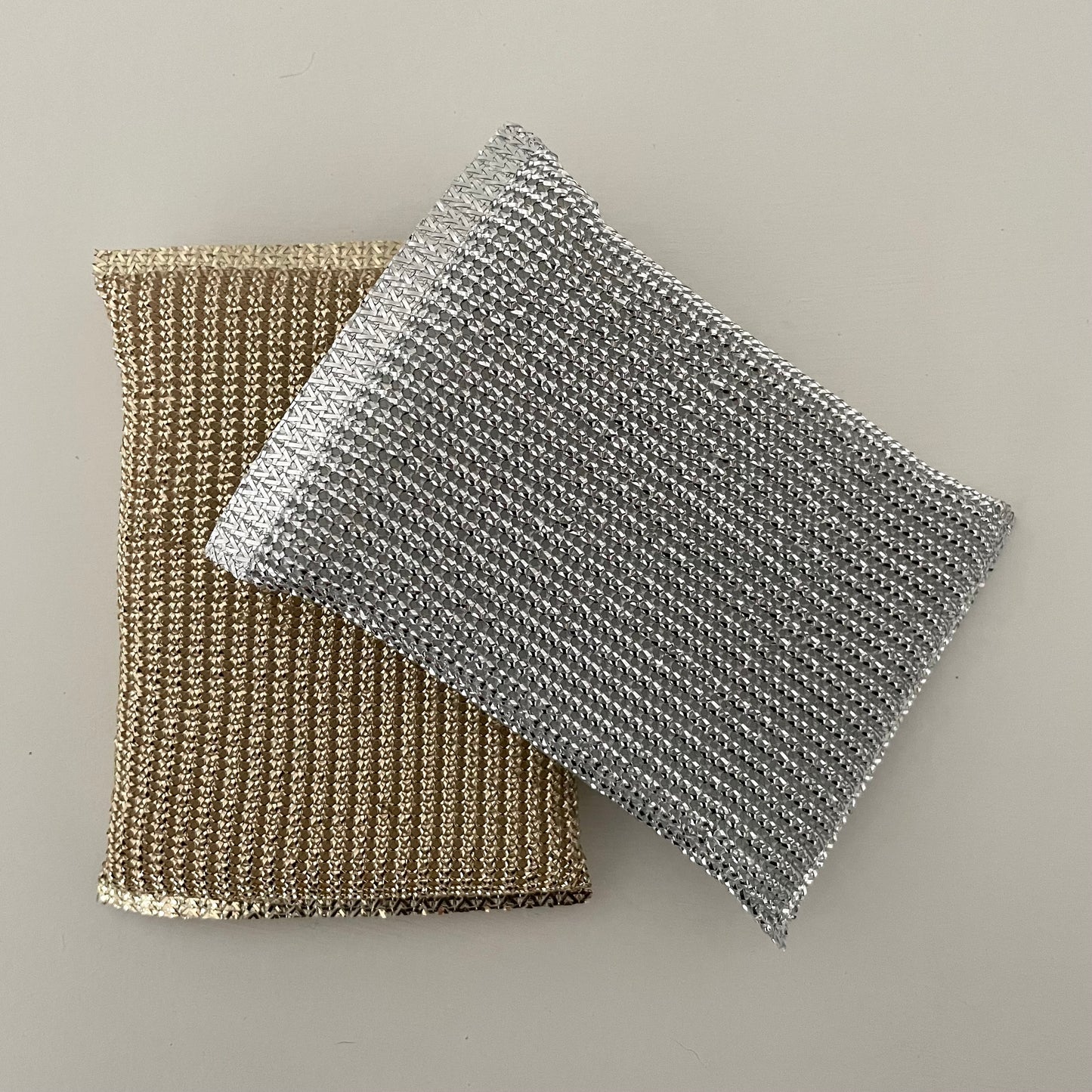 metallic silver and gold shimmer rectangle lurex kitchen sponge