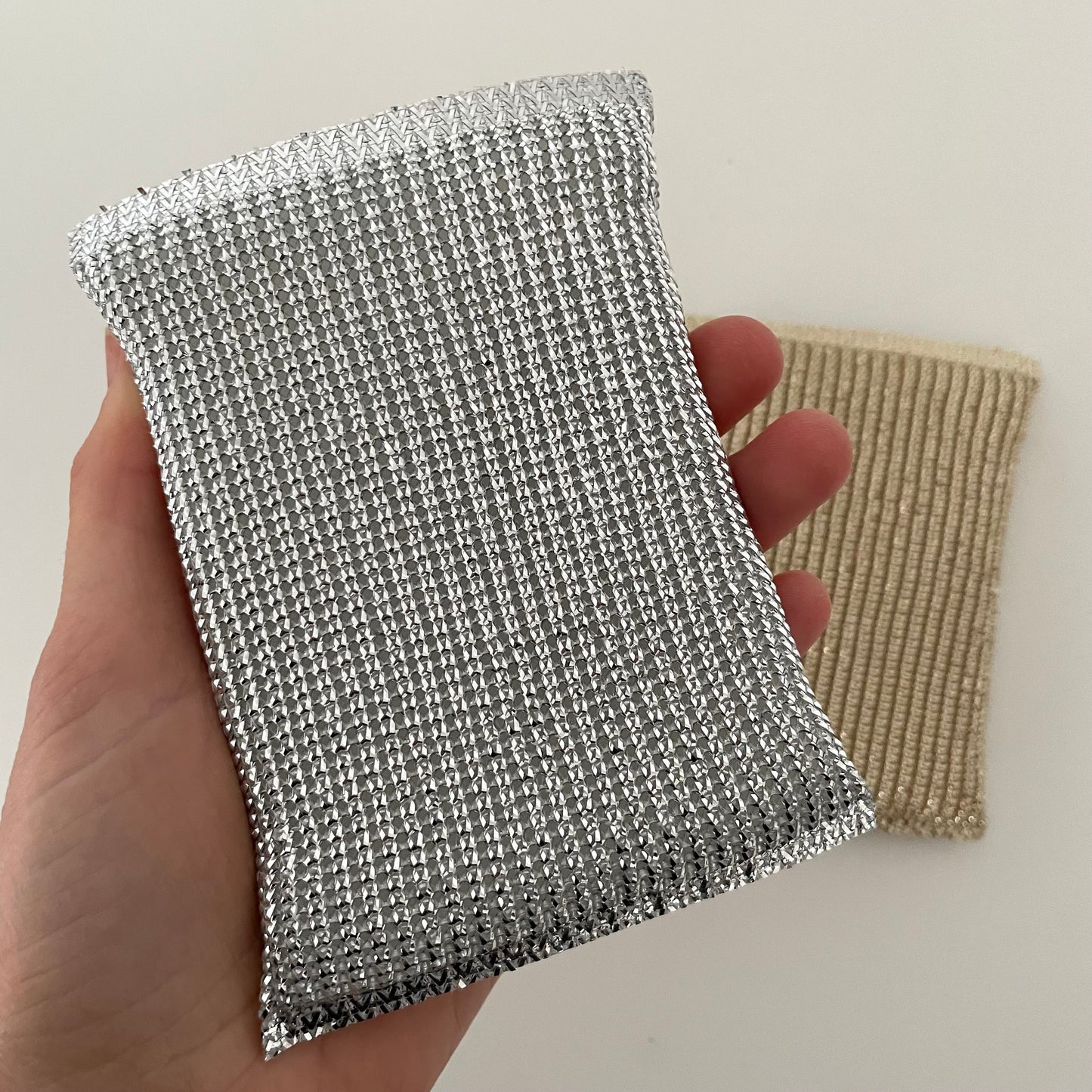 metallic silver and gold shimmer rectangle lurex kitchen sponge