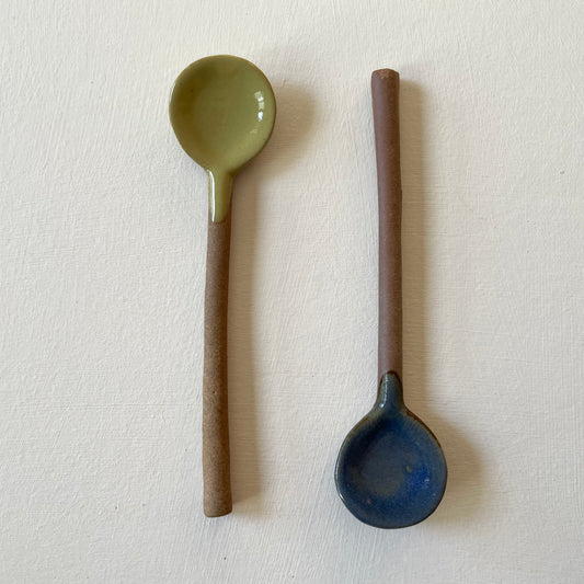 Colored small handmade pottery Japanese spoon