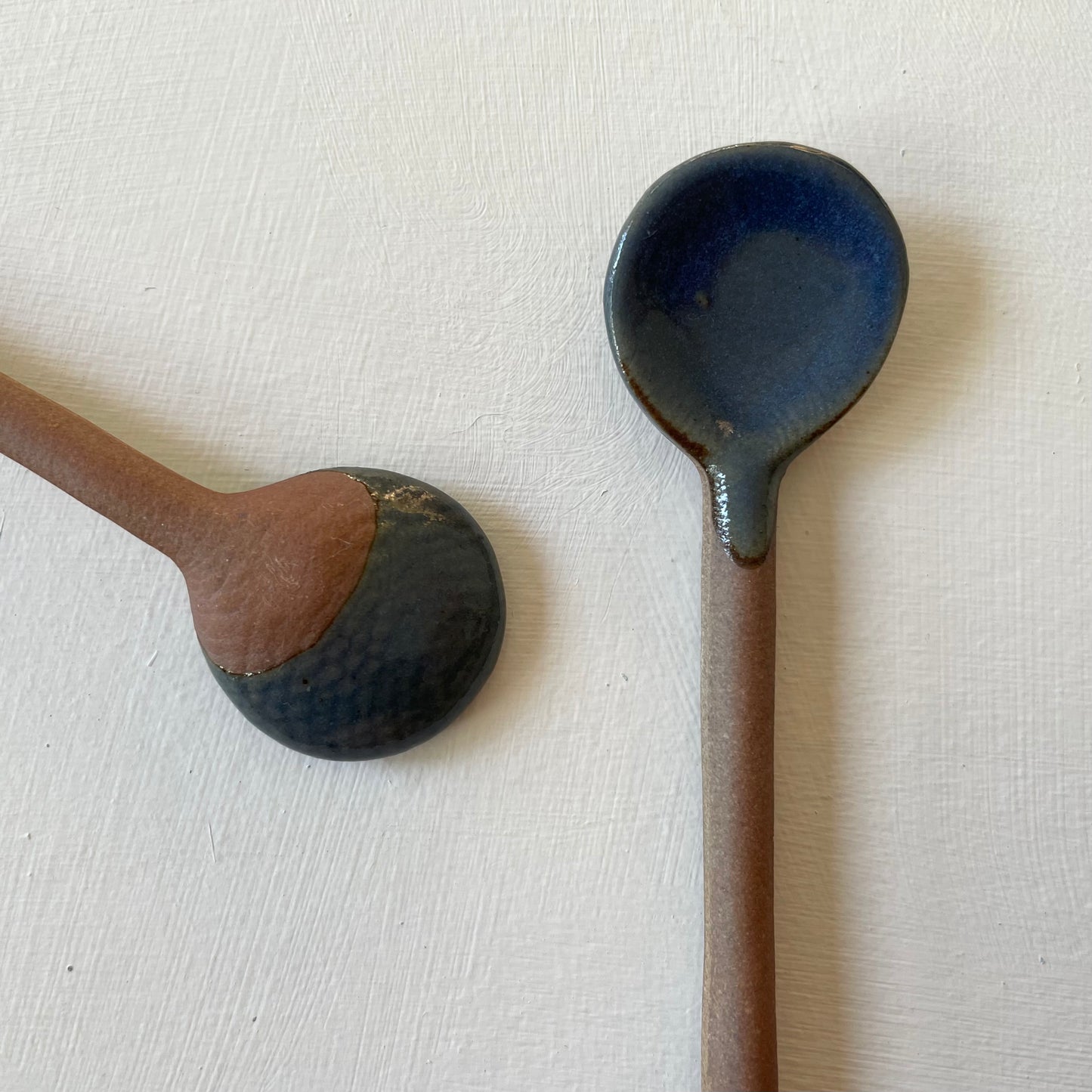 Colored small handmade pottery Japanese spoon