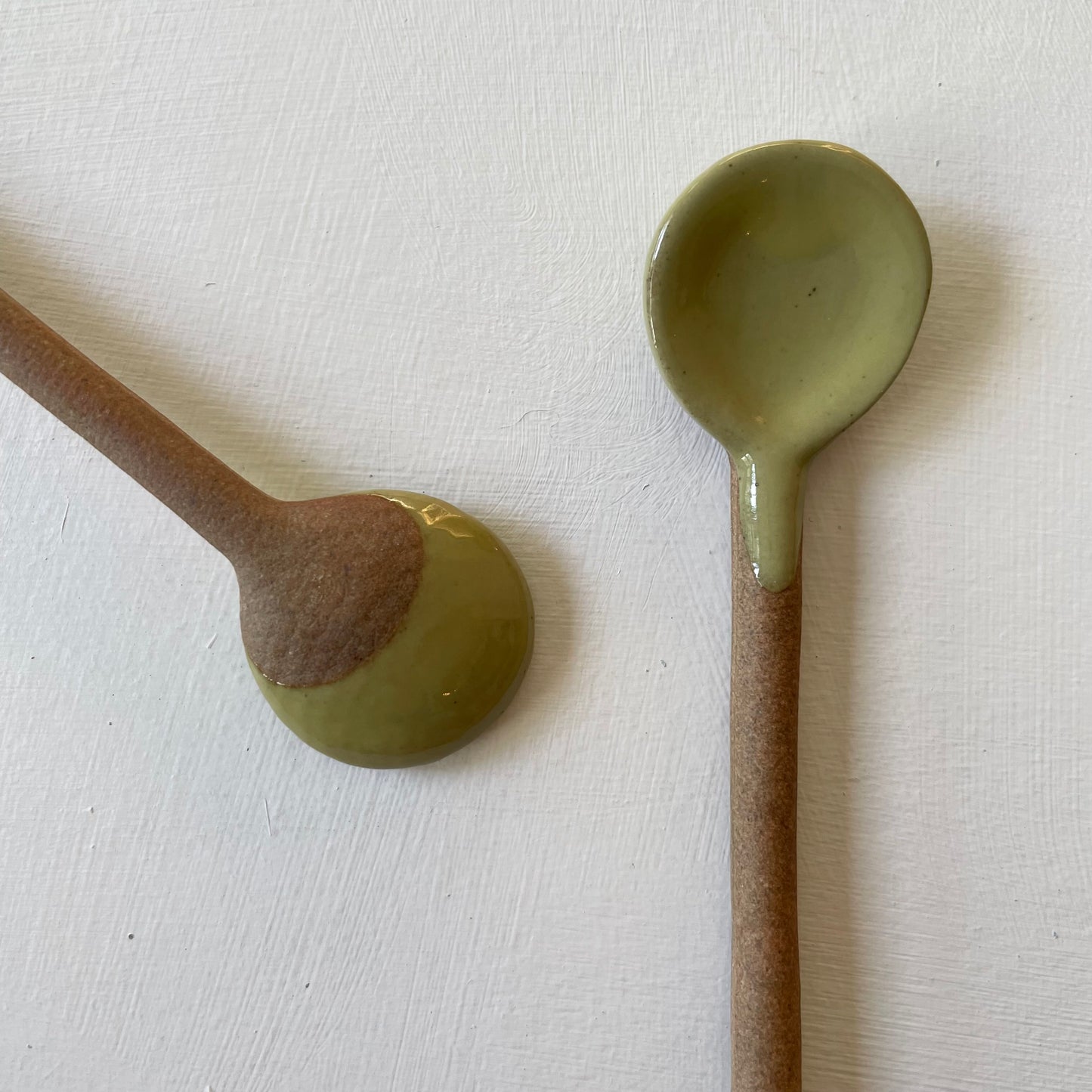 Colored small handmade pottery Japanese spoon