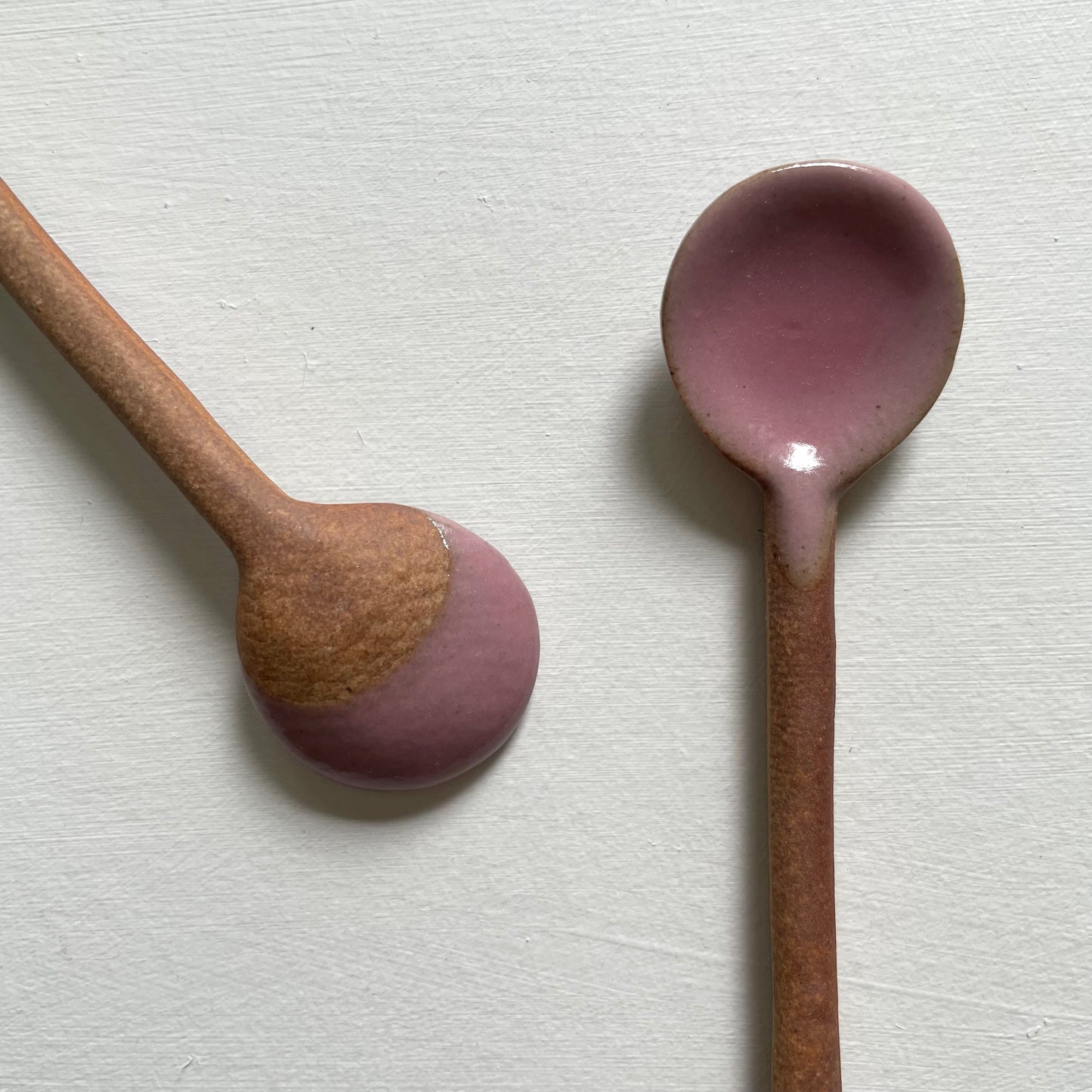 Colored small handmade pottery Japanese spoon
