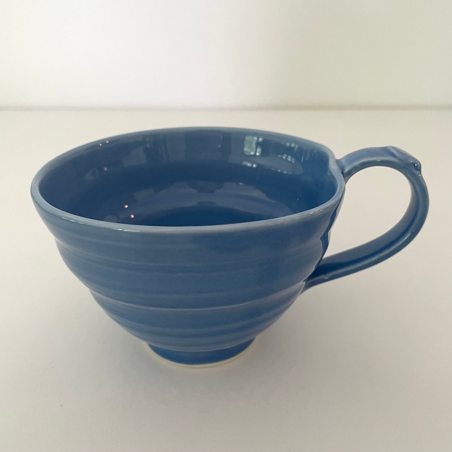 solid blue mix and match artsy whimsical ceramic pottery Japanese coffee tea and soup mug
