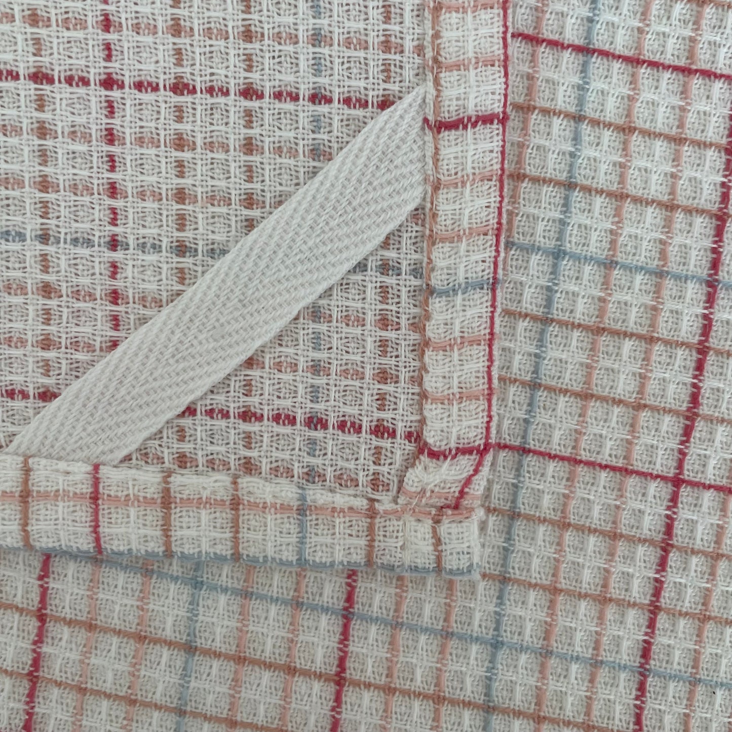 red and green cranberry print and plaid 100% cotton set of two square kitchen dishcloths
