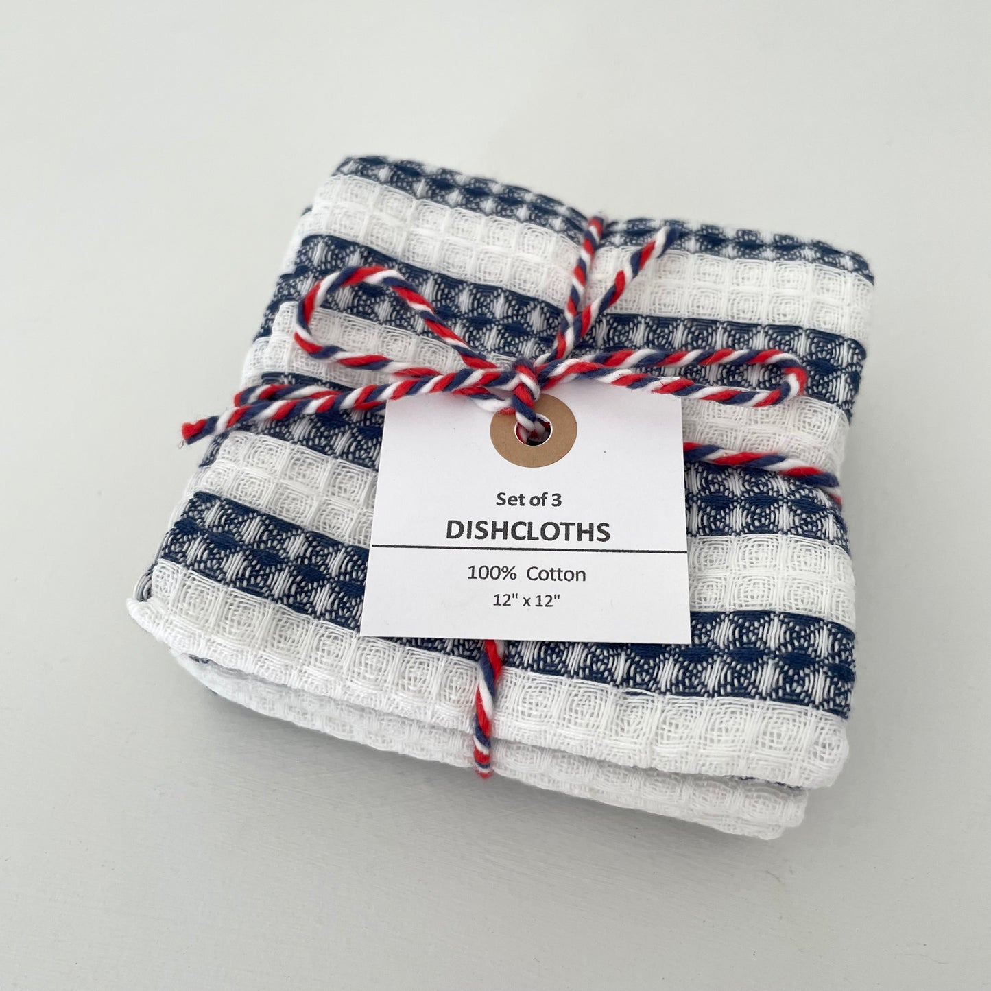 blue and white 100 percent cotton waffle weave square dishcloths set of 3