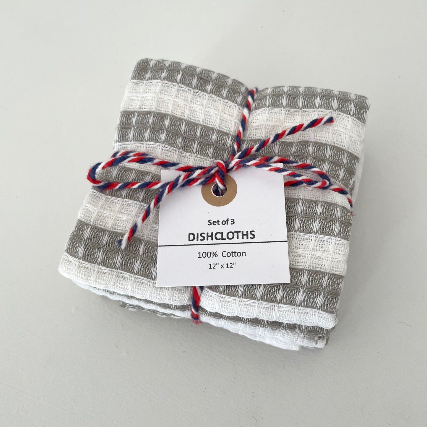 grey and white 100 percent cotton waffle weave square dishcloths set of 3
