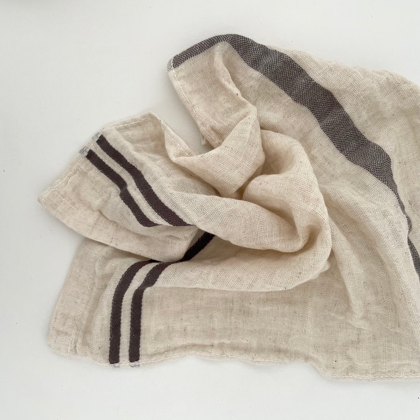 cotton/linen blend striped border kitchen cloths
