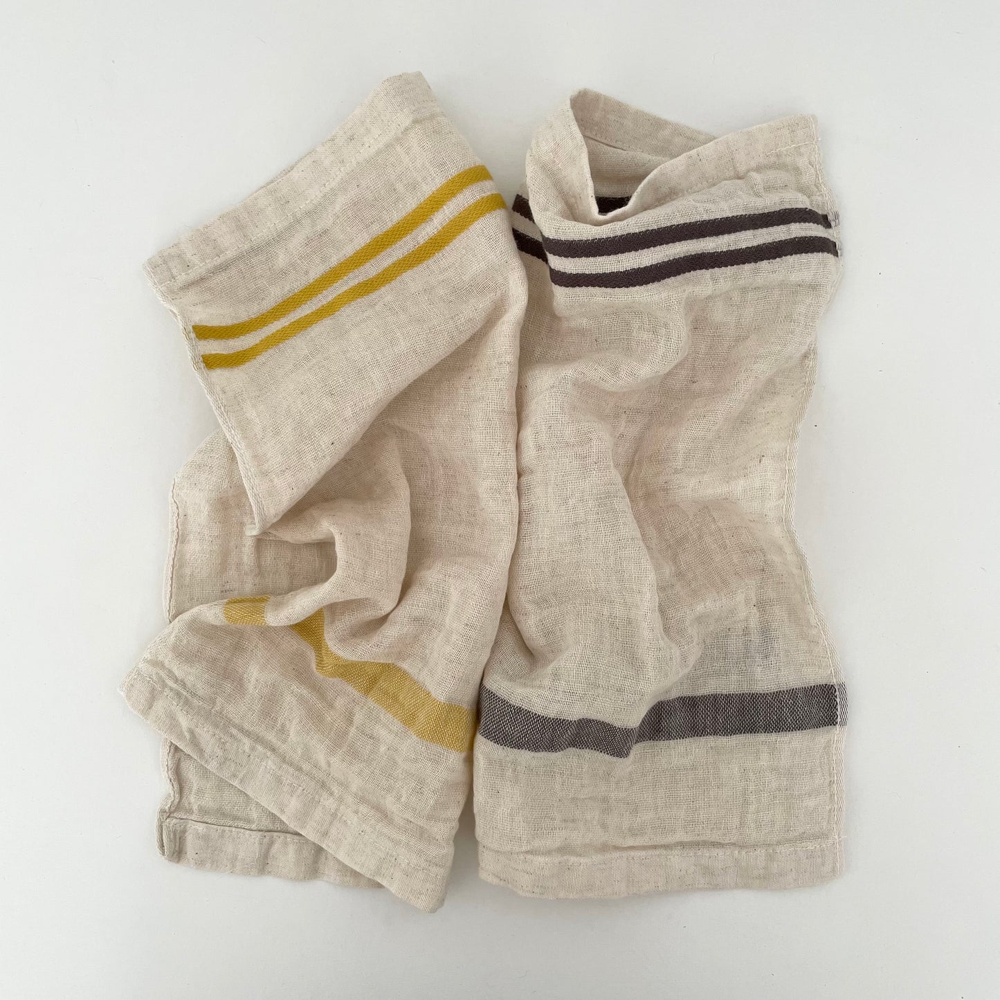 cotton/linen blend striped border kitchen cloths
