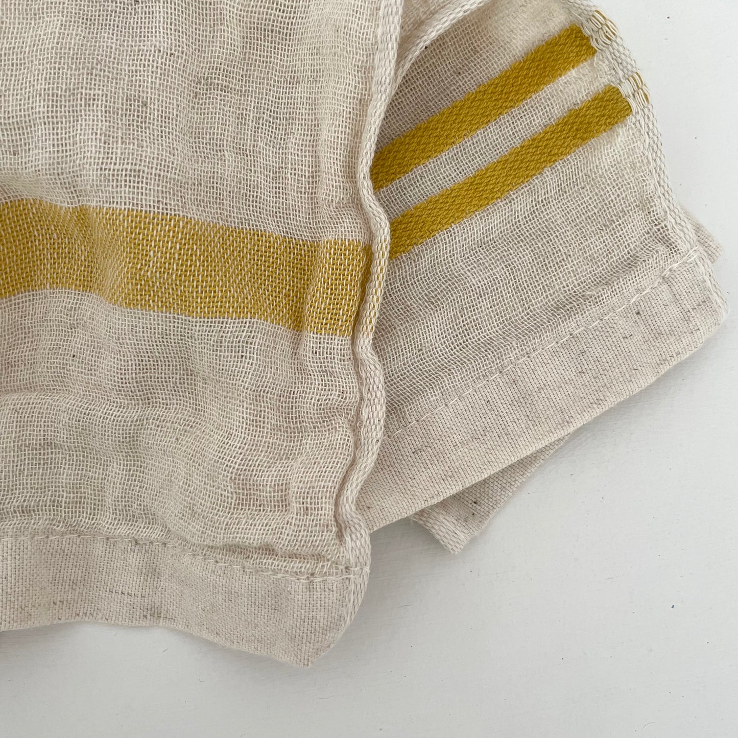 cotton/linen blend striped border kitchen cloths