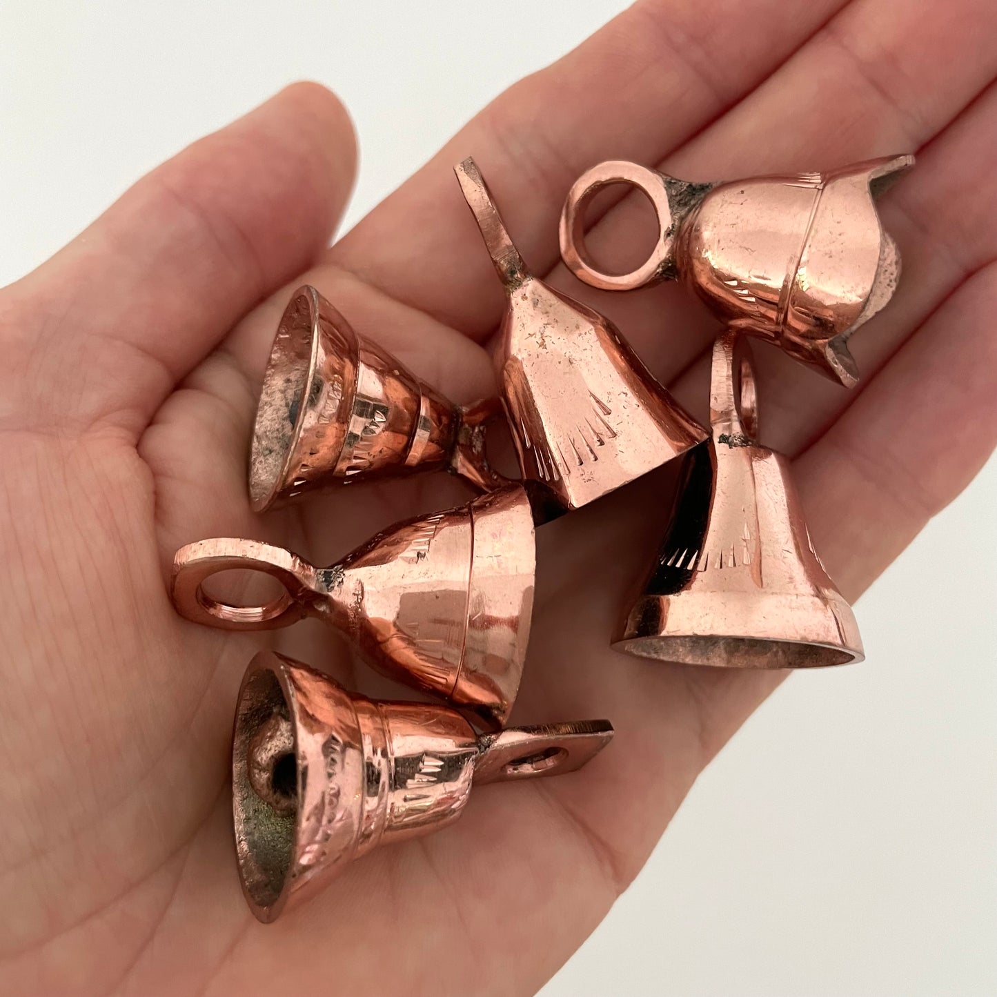 1 1/2" copper flared and tulip collector bells w/ metal striker