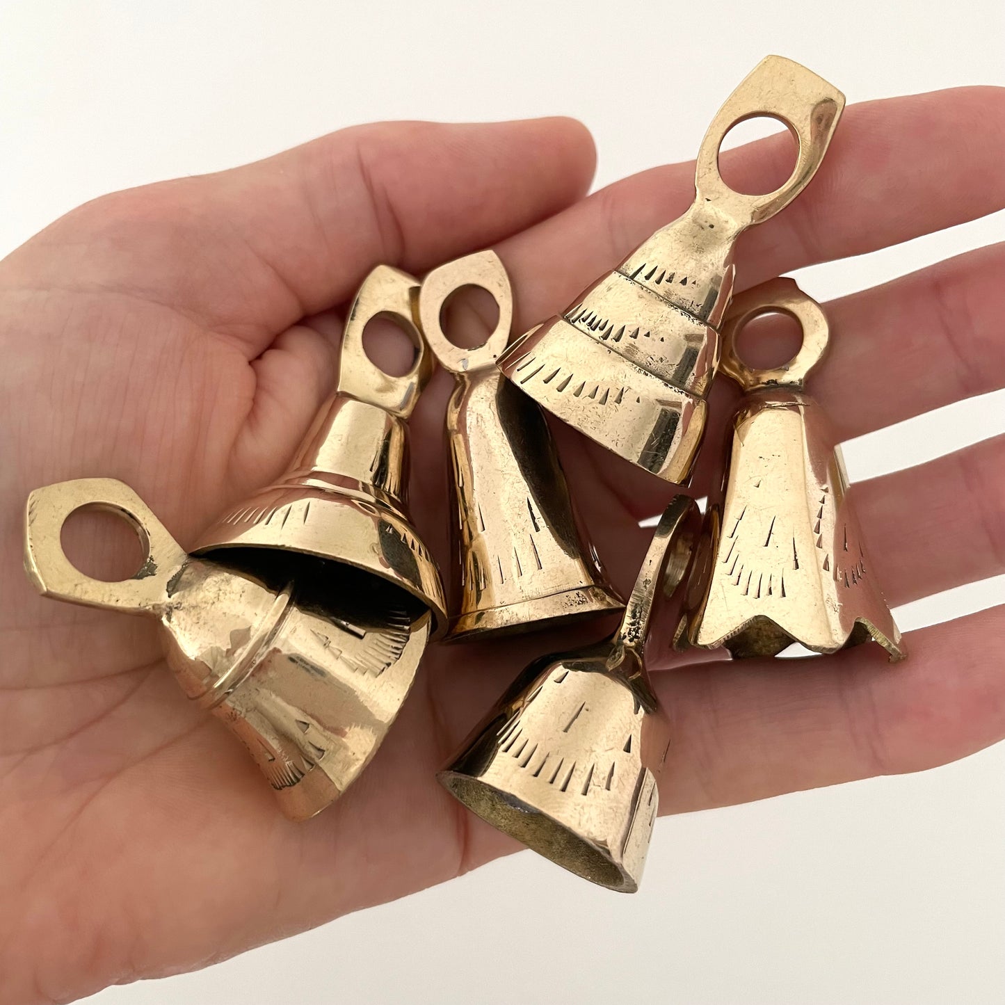 1 3/4-2" brass flared and tulip collector bells w/ metal striker
