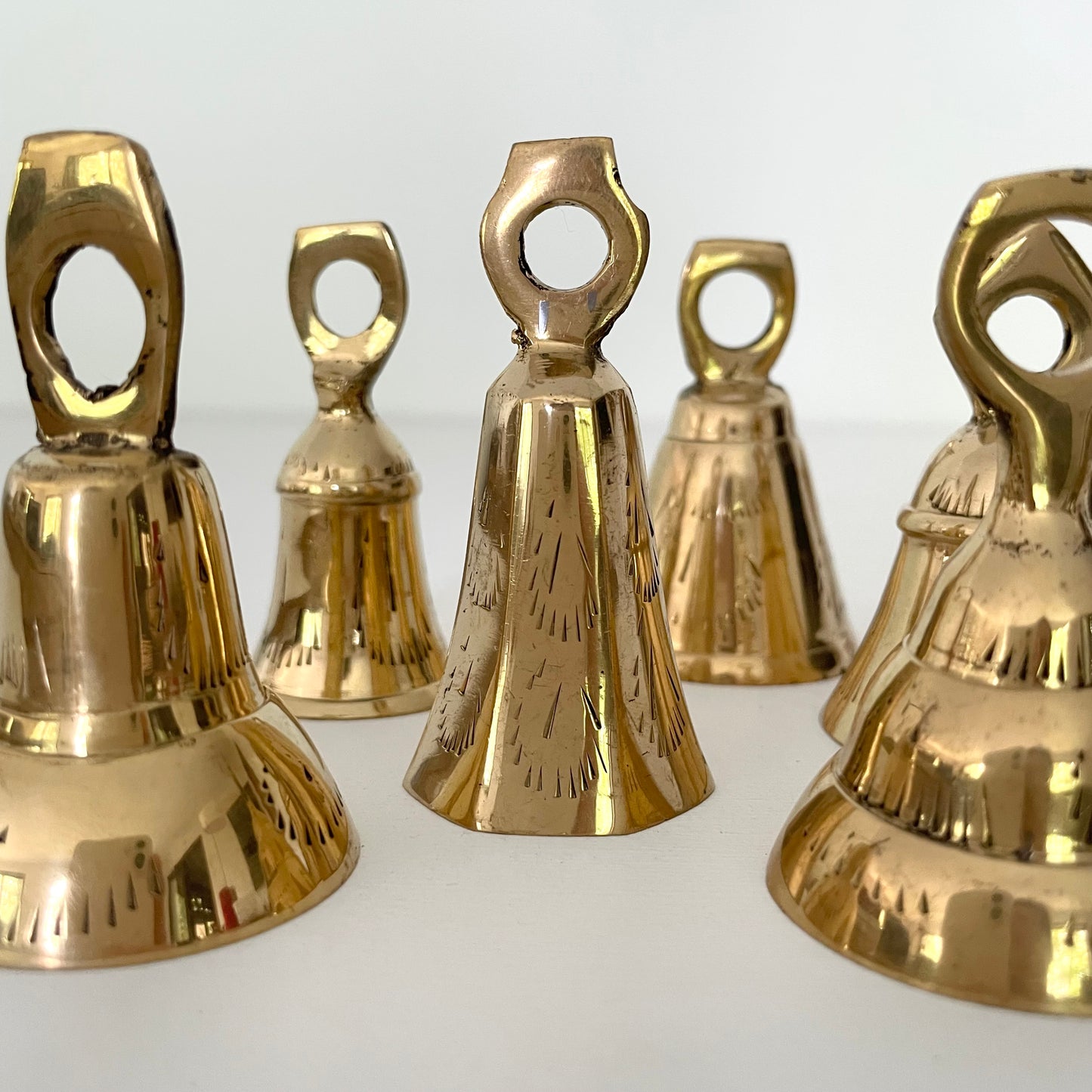 2 3/4" brass flared and tulip collector bells w/ metal striker